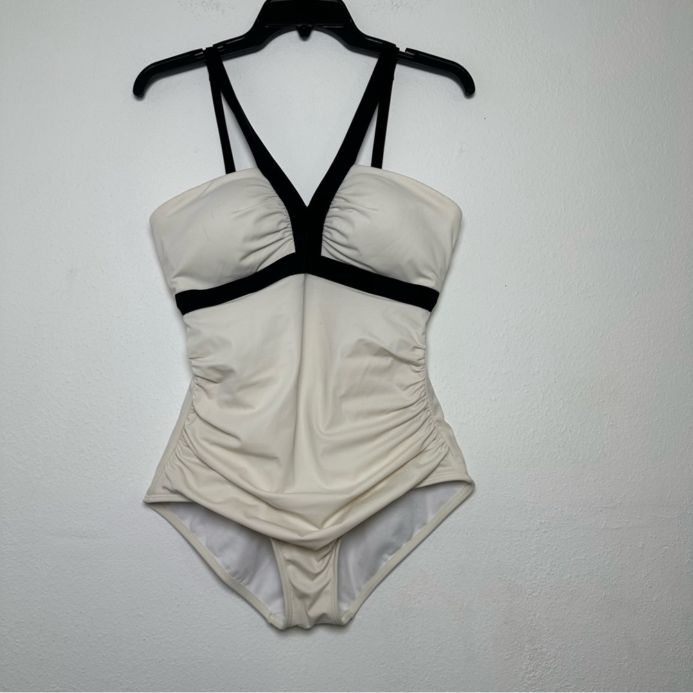 Boden Corsica Black and Ivory Women Swimsuit One Piece Size 10 Regular - Picture 3 of 15